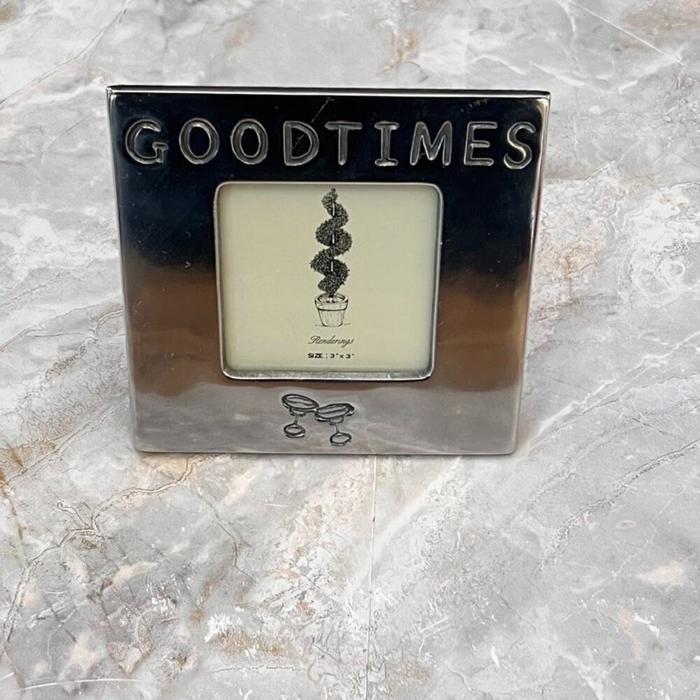 Pewter Picture Frame 3x3 in Silver Free Standing "Good Times" Drinks Home Decor